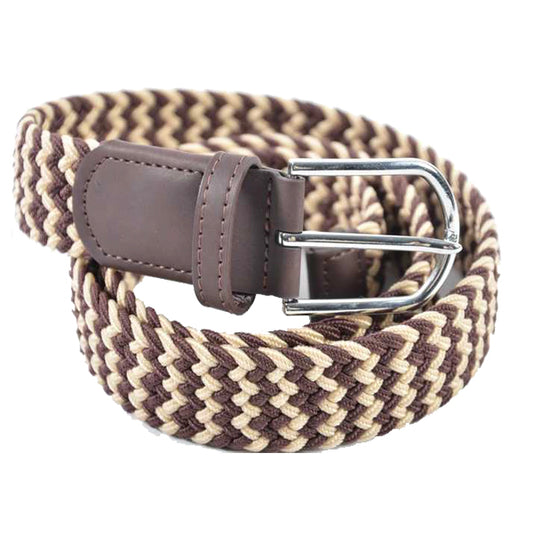 Kulanyane Men's Braided Elastic Canvas & Leather Stretch Belt