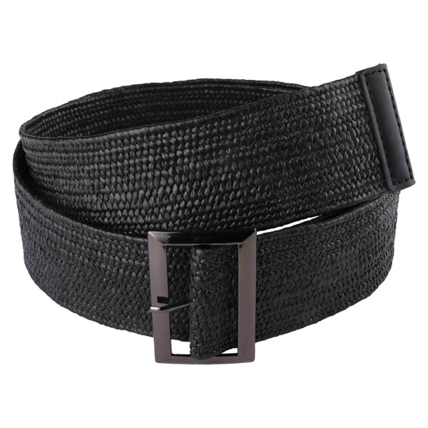 Classic Jet Black Women's PP-based PU Belt Zinc Alloy Slim Buckle HR-002