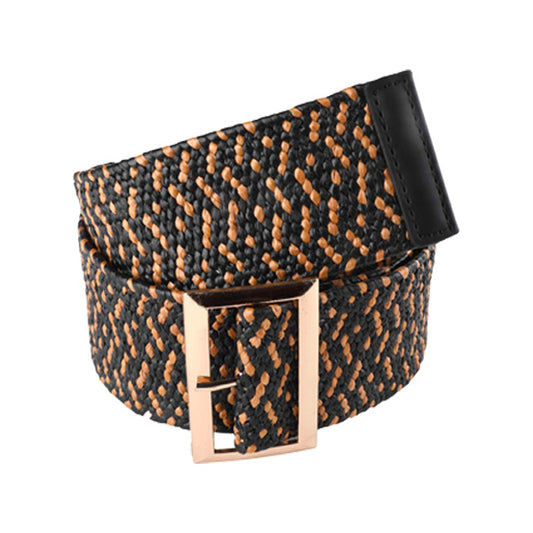 Black-Brown Color Block Women's PP-based PU Belt HR-003