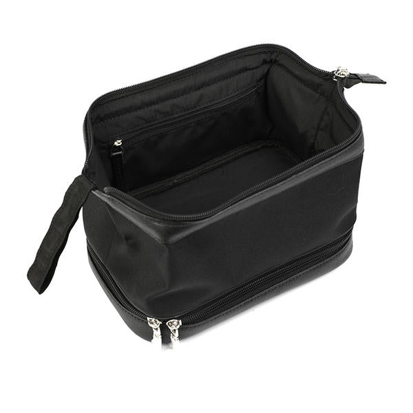 Cow leather & canvas mens leather wash bag AWB07