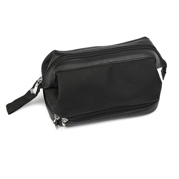 Cow leather & canvas mens leather wash bag AWB07