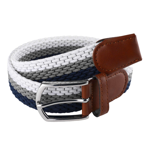 White-Gray-Black Color Block Men's Polyester/Nylon PU Belt WB-002