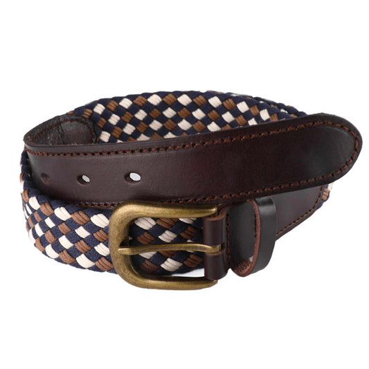 Trendy Tri-Color White-Brown-Blue Men's Polyester Belt WB-004