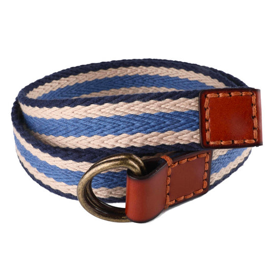 Textured Patchwork Black-Blue-White Men's Polyester PU Belt DB-002