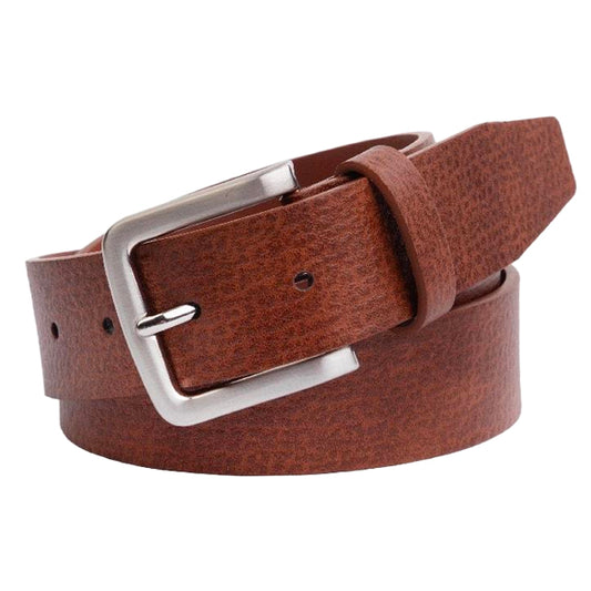 Retro Lychee - Patterned Brown PU Leather Belt DH2503-14